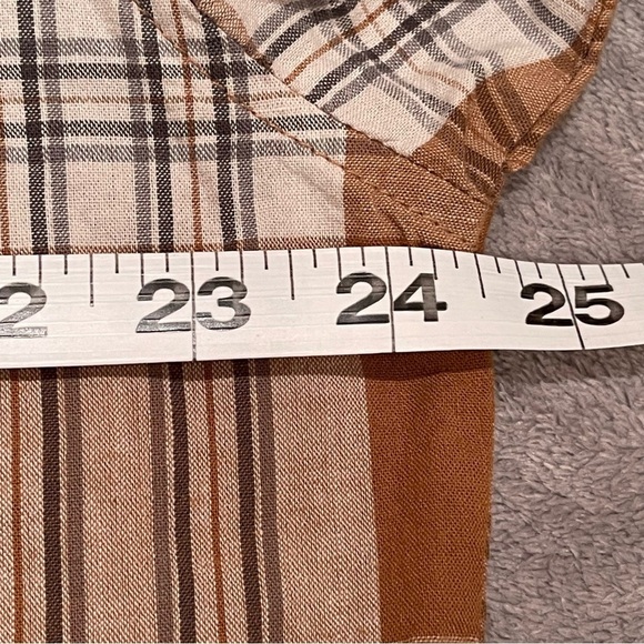 NWOT Garnet Hill Essential Boyfriend Brown Plaid Button Front Shirt - Size 12 - Picture 11 of 12